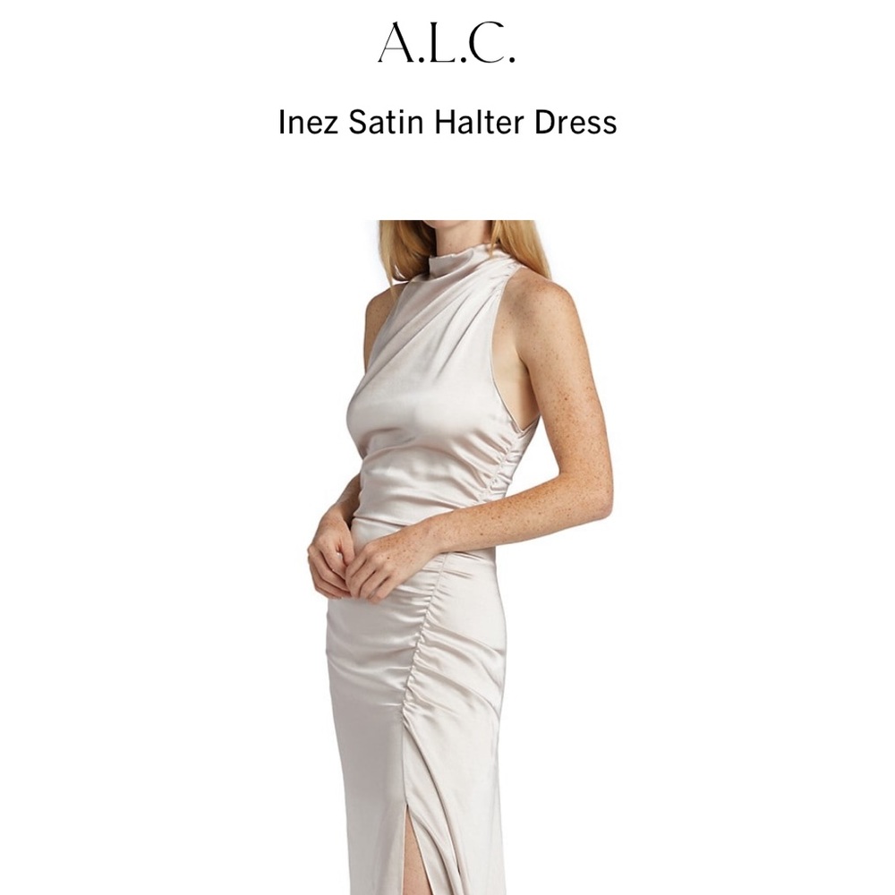 A.L.C. Inez Satin Halter Dress Pink Tint